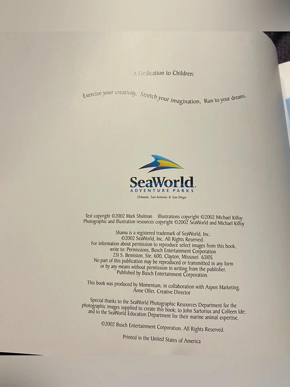5/$25 Shamu and the Advebturous Seal Pup by Marc Shulman Michael Kilfoy SeaWorld